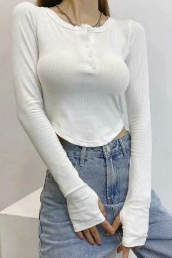 Coquette Aesthetic Asymmetric Button Front Knit Crop Top