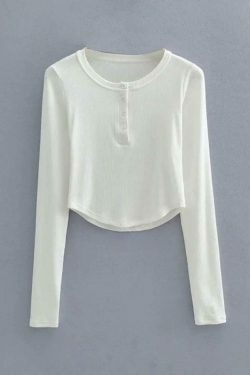 Coquette Aesthetic Asymmetric Button Front Knit Crop Top