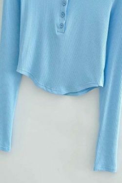 Coquette Aesthetic Asymmetric Button Front Knit Crop Top