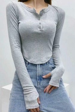 Coquette Aesthetic Asymmetric Button Front Knit Crop Top