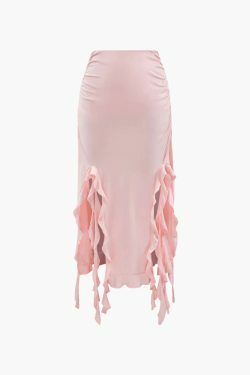 Coquette Aesthetic Asymmetric Tube Top & Ruffle Skirt Set