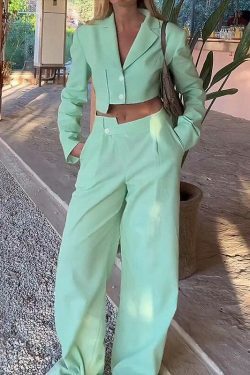 Coquette Aesthetic Asymmetrical French Lapel Button Suit