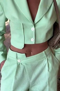 Coquette Aesthetic Asymmetrical French Lapel Button Suit
