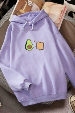 Coquette Aesthetic Avocado Besties Hoodie - Y2K Fashion Women's Cute Tops & Grunge Style Sweatshirt