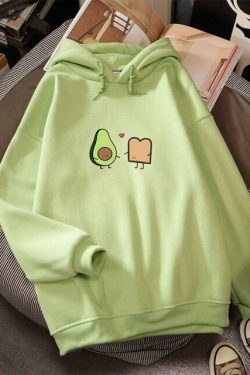 Coquette Aesthetic Avocado Besties Hoodie - Y2K Fashion Women's Cute Tops & Grunge Style Sweatshirt