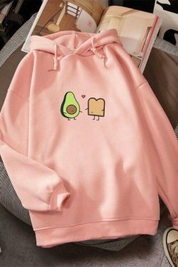 Coquette Aesthetic Avocado Besties Hoodie - Y2K Fashion Women's Cute Tops & Grunge Style Sweatshirt