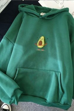Coquette Aesthetic Avocado Hoodie: Y2K Fashion with Grunge Style, Cute Tops, and Pastel Goth Vibes