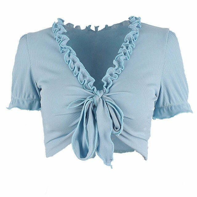 Coquette Aesthetic Baby Knot Tie Crop Top Coquette Aesthetic Baby Knot Tie Crop Top