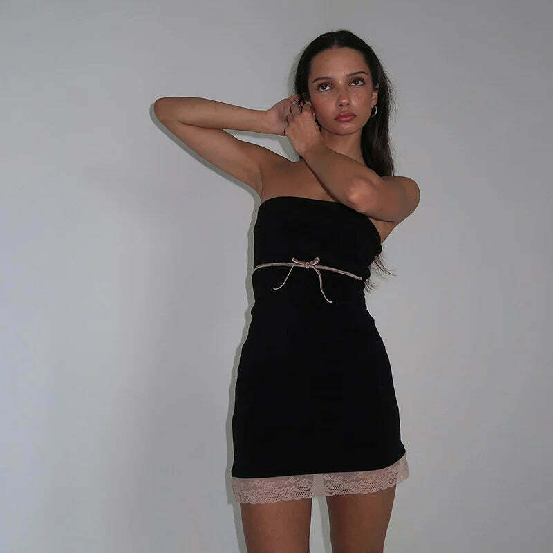 Coquette Aesthetic Backless Bow Bliss Mini Dress - Y2K Fashion for Women
