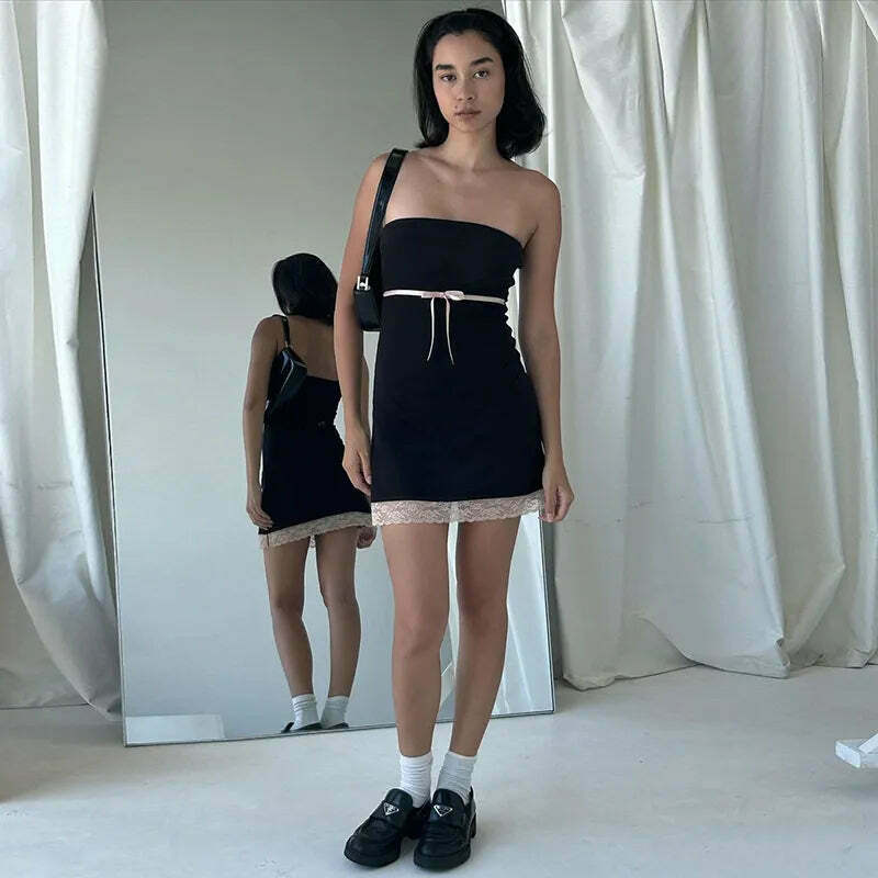 Coquette Aesthetic Backless Bow Bliss Mini Dress - Y2K Fashion for Women