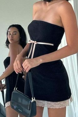 Coquette Aesthetic Backless Bow Bliss Mini Dress - Y2K Fashion for Women