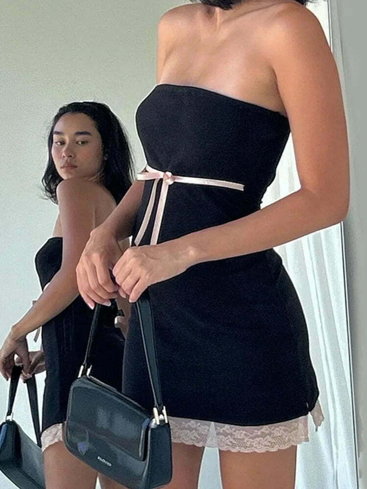 Coquette Aesthetic Backless Bow Bliss Mini Dress - Y2K Fashion for Women