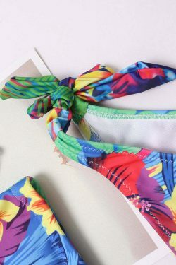 Coquette Aesthetic Backless Floral Bikini Swimsuit - Y2K Fashion Statement