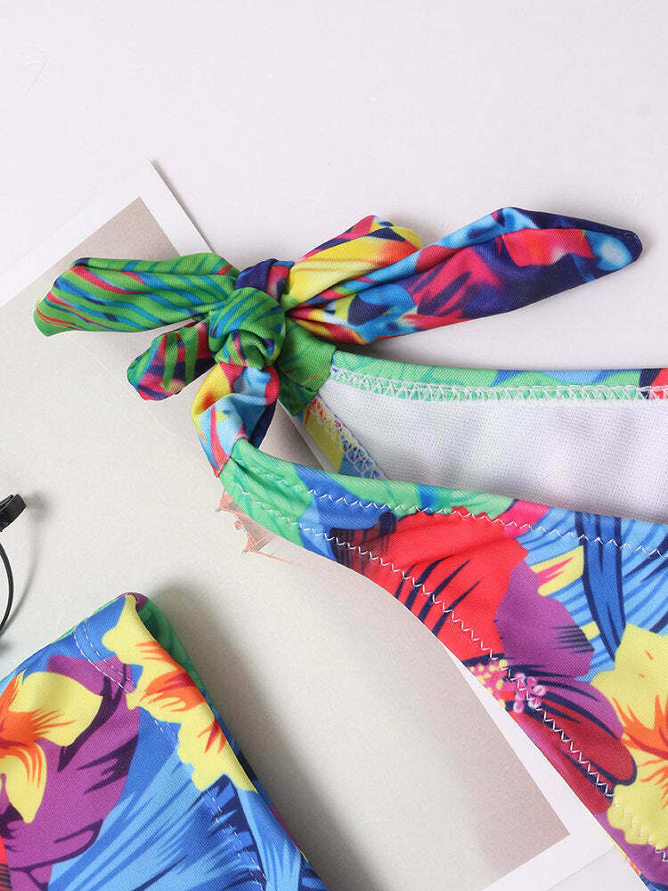 Coquette Aesthetic Backless Floral Bikini Swimsuit - Y2K Fashion Statement Coquette Aesthetic Backless Floral Bikini Swimsuit - Y2K Fashion Statement