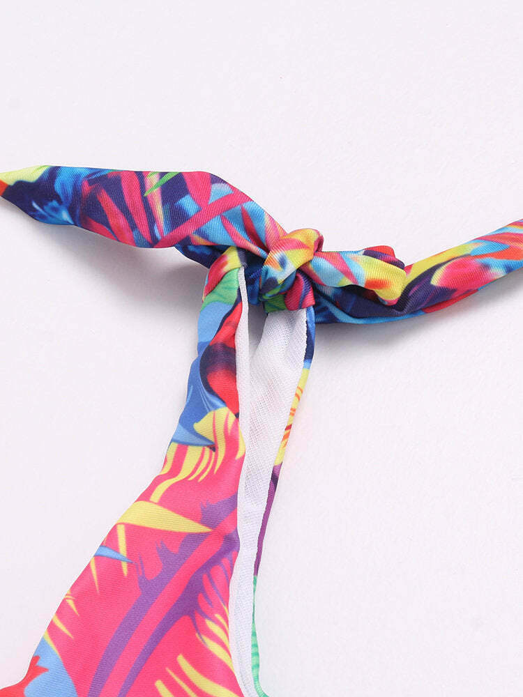 Coquette Aesthetic Backless Floral Bikini Swimsuit - Y2K Fashion Statement Coquette Aesthetic Backless Floral Bikini Swimsuit - Y2K Fashion Statement