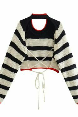 Coquette Aesthetic Backless Knitted Crop Top - Y2K Fashion for Women