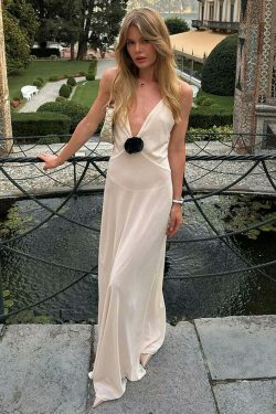 Coquette Aesthetic Backless Slip Dress - Y2K Fashion for Women - Graceful Drift