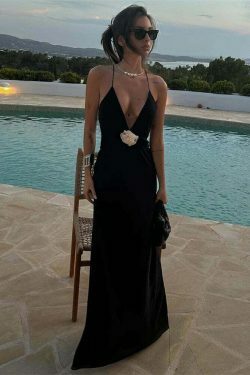 Coquette Aesthetic Backless Slip Dress - Y2K Fashion for Women - Graceful Drift