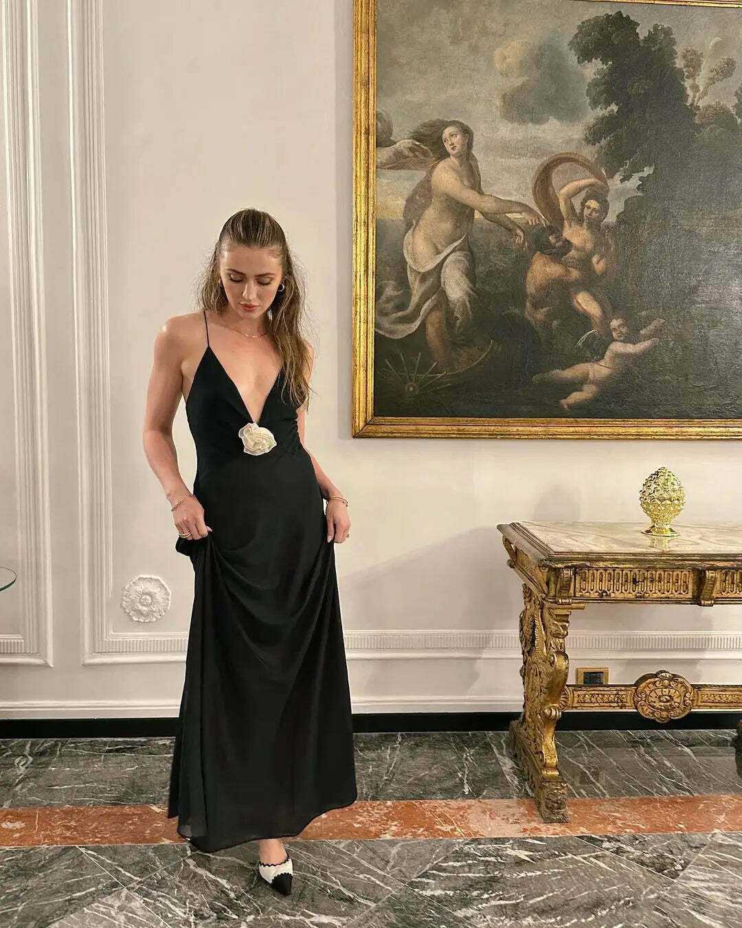 Coquette Aesthetic Backless Slip Dress - Y2K Fashion for Women - Graceful Drift