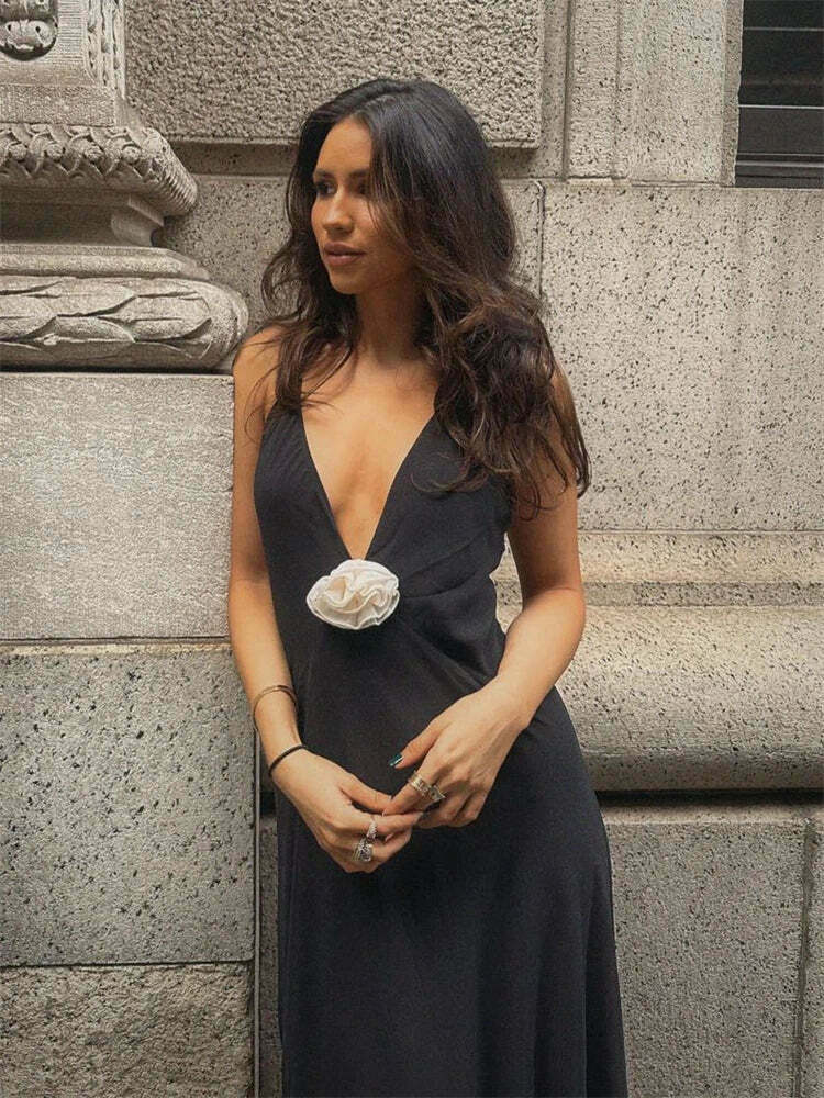 Coquette Aesthetic Backless Slip Dress - Y2K Fashion for Women - Graceful Drift