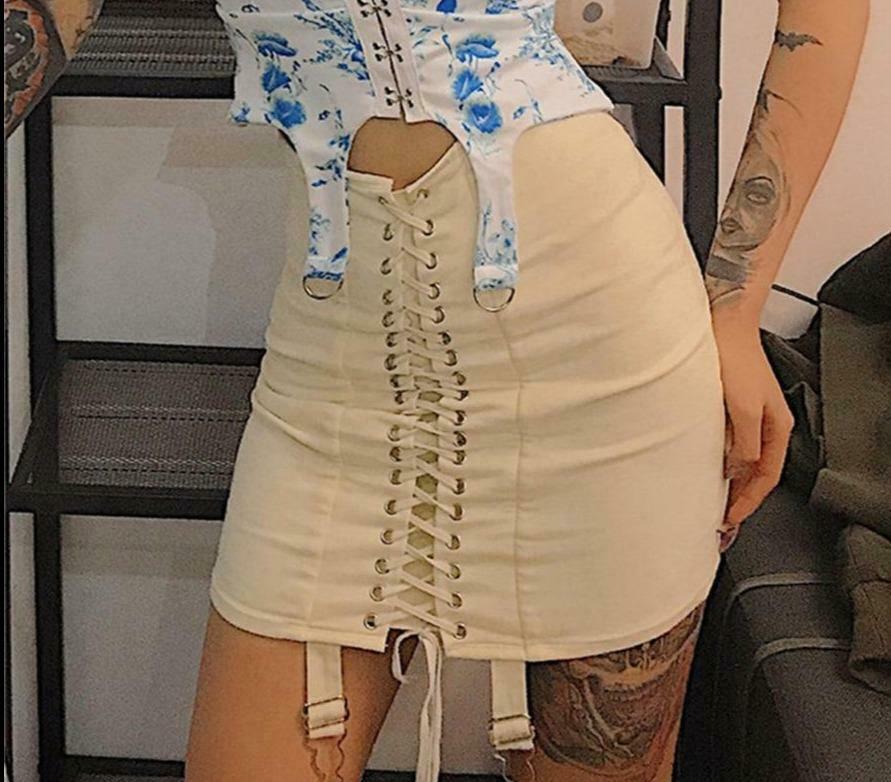 Coquette Aesthetic Bandage Skirt in Lovely Apricot Shade - Y2K Fashion Statement Coquette Aesthetic Bandage Skirt in Lovely Apricot Shade - Y2K Fashion Statement