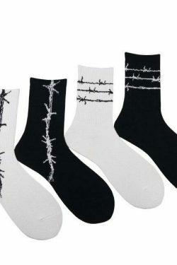 Coquette Aesthetic Barbed Wire Socks Set - Y2K Fashion Statement (4 Pcs)