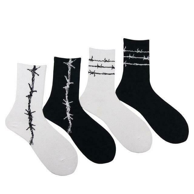 Coquette Aesthetic Barbed Wire Socks Set - Y2K Fashion Statement (4 Pcs)