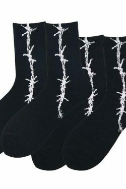 Coquette Aesthetic Barbed Wire Socks Set - Y2K Fashion Statement (4 Pcs)