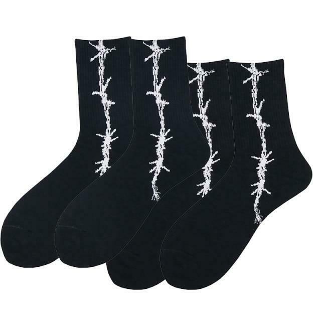 Coquette Aesthetic Barbed Wire Socks Set - Y2K Fashion Statement (4 Pcs)