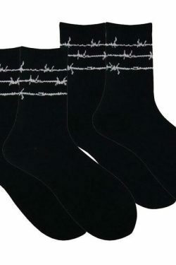 Coquette Aesthetic Barbed Wire Socks Set - Y2K Fashion Statement (4 Pcs)