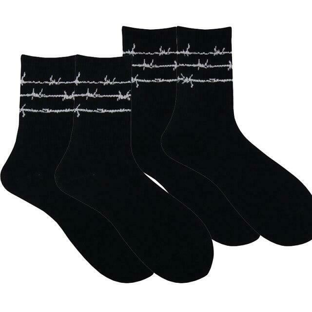 Coquette Aesthetic Barbed Wire Socks Set - Y2K Fashion Statement (4 Pcs)