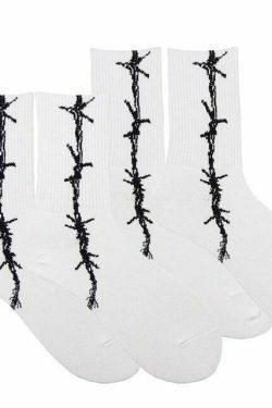 Coquette Aesthetic Barbed Wire Socks Set - Y2K Fashion Statement (4 Pcs)