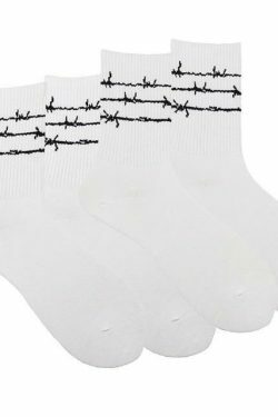 Coquette Aesthetic Barbed Wire Socks Set - Y2K Fashion Statement (4 Pcs)