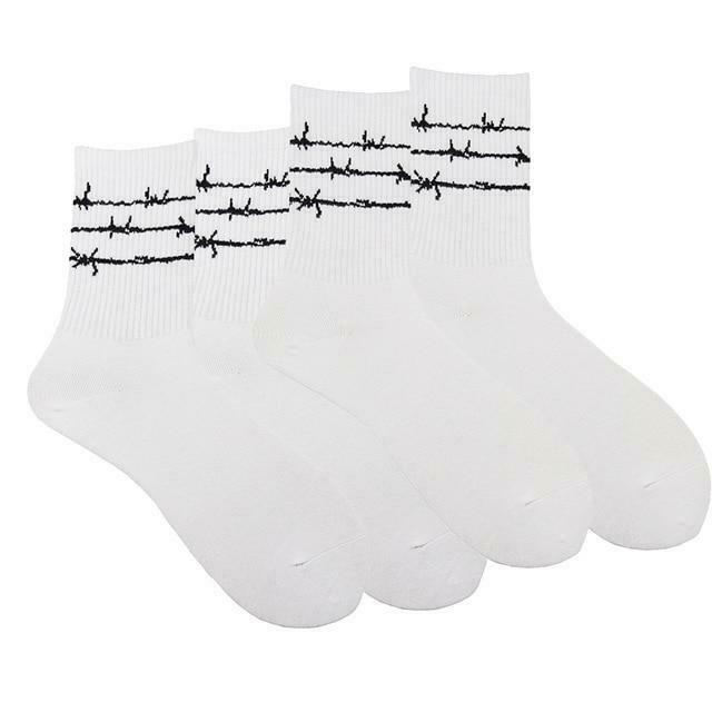 Coquette Aesthetic Barbed Wire Socks Set - Y2K Fashion Statement (4 Pcs)