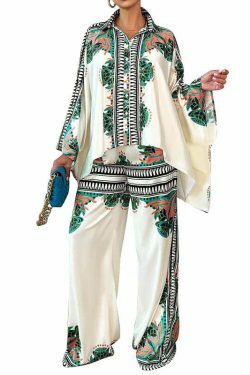 Coquette Aesthetic Bat Sleeve Top & Loose Trousers Two-Piece Suit