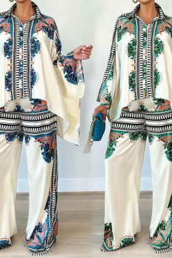 Coquette Aesthetic Bat Sleeve Top & Loose Trousers Two-Piece Suit