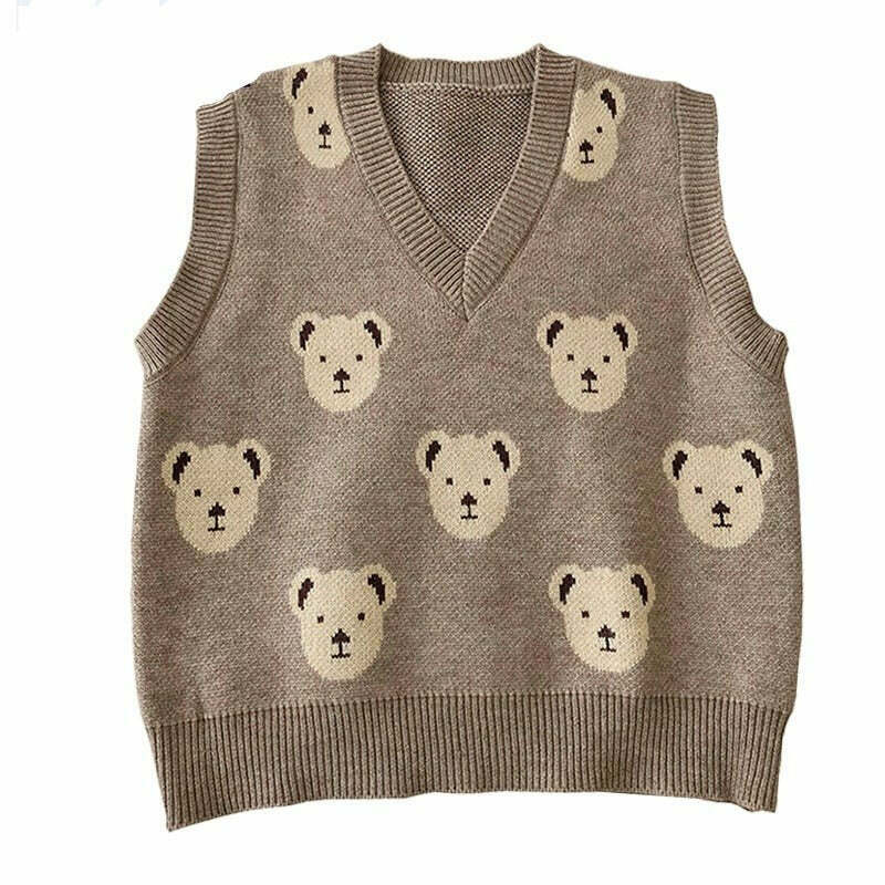 Coquette Aesthetic Bear Sweater Vest - Y2K Fashion for Women Coquette Aesthetic Bear Sweater Vest - Y2K Fashion for Women