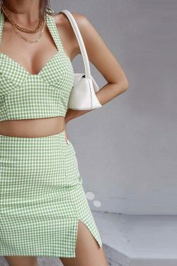 Coquette Aesthetic Beccah Plaid Mini Skirt Set - Y2K Fashion Outfit with Grunge Style &