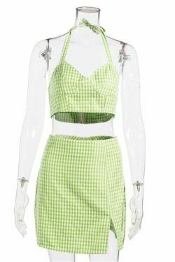 Coquette Aesthetic Beccah Plaid Mini Skirt Set - Y2K Fashion Outfit with Grunge Style &