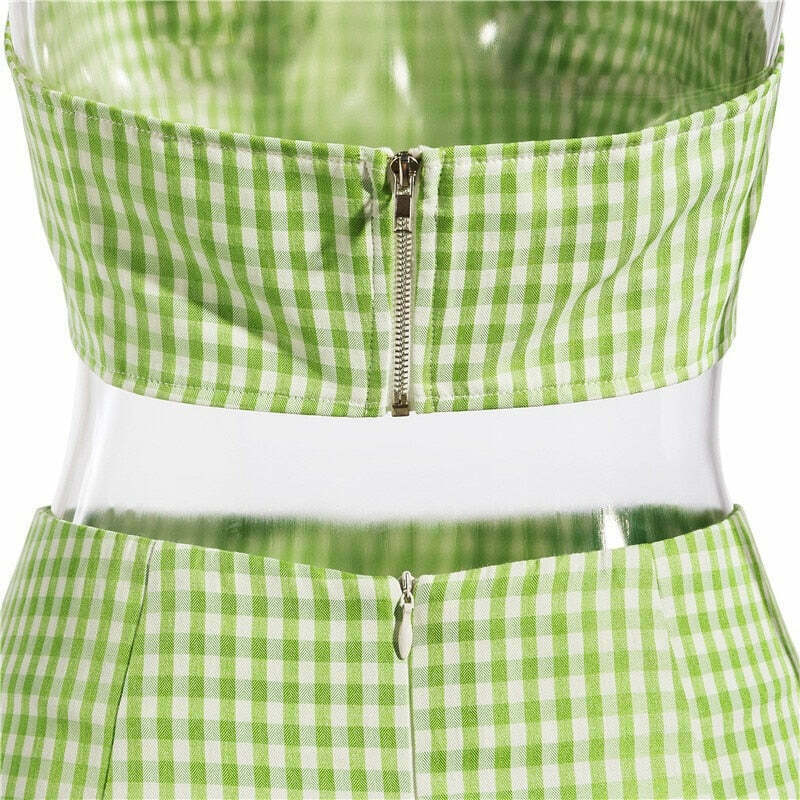 Coquette Aesthetic Beccah Plaid Mini Skirt Set - Y2K Fashion Outfit with Grunge Style &