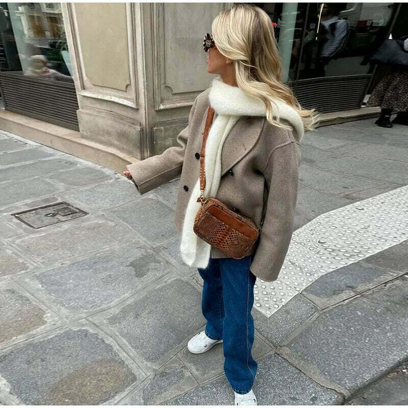 Coquette Aesthetic Benjamin Woolen Trench Coat - Y2K Fashion Statement Piece