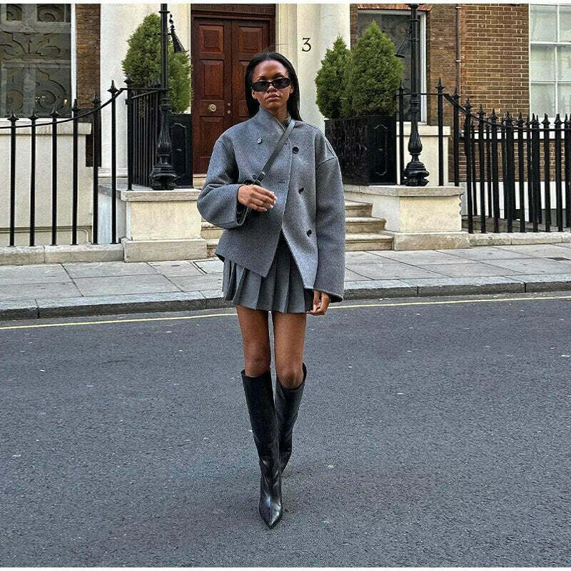 Coquette Aesthetic Benjamin Woolen Trench Coat - Y2K Fashion Statement Piece