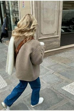 Coquette Aesthetic Benjamin Woolen Trench Coat - Y2K Fashion Statement Piece