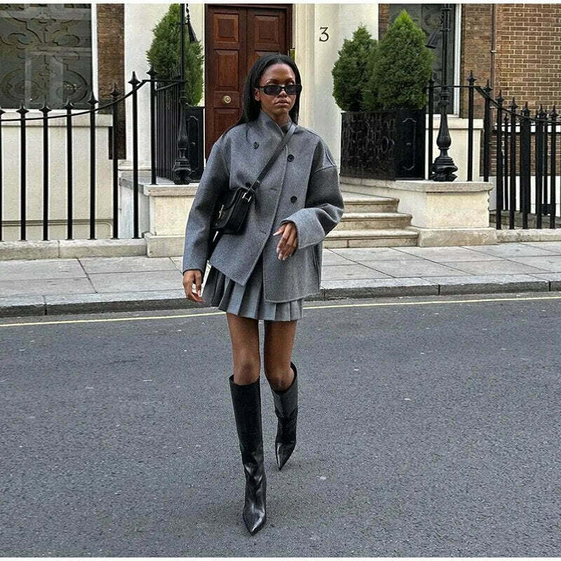 Coquette Aesthetic Benjamin Woolen Trench Coat - Y2K Fashion Statement Piece