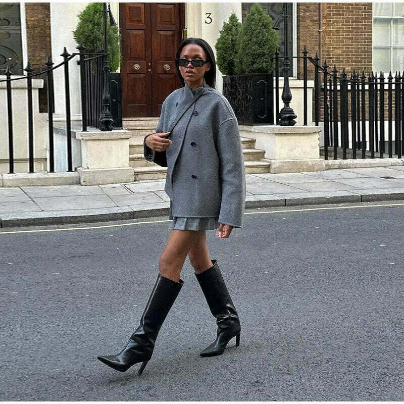 Coquette Aesthetic Benjamin Woolen Trench Coat - Y2K Fashion Statement Piece