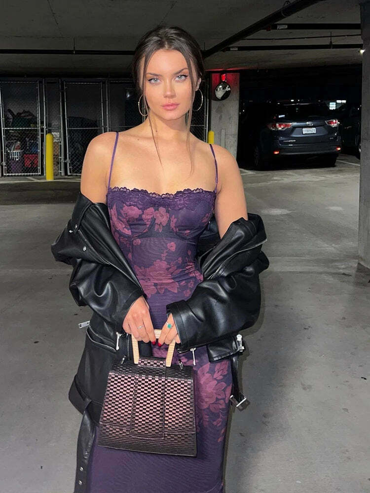 Coquette Aesthetic Berry Bouquet Backless Floral Dress - Y2K Fashion for Women