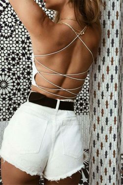 Coquette Aesthetic Beth Backless Spaghetti Straps Top