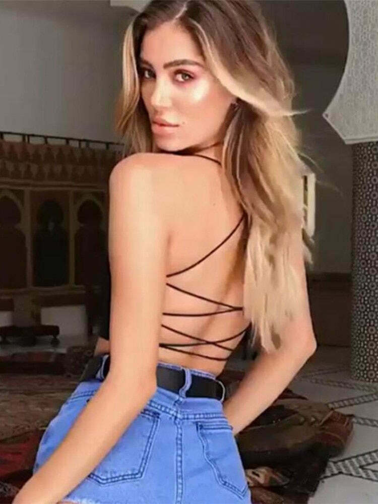 Coquette Aesthetic Beth Backless Spaghetti Straps Top Coquette Aesthetic Beth Backless Spaghetti Straps Top