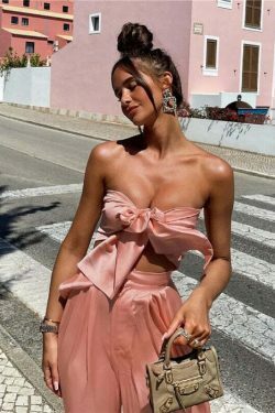 Coquette Aesthetic Bianca Tie Me Up Matching Set - Y2K Fashion Outfit