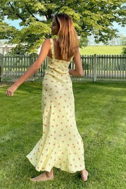 Coquette Aesthetic Birdie Ruffle Slim Floral Dress